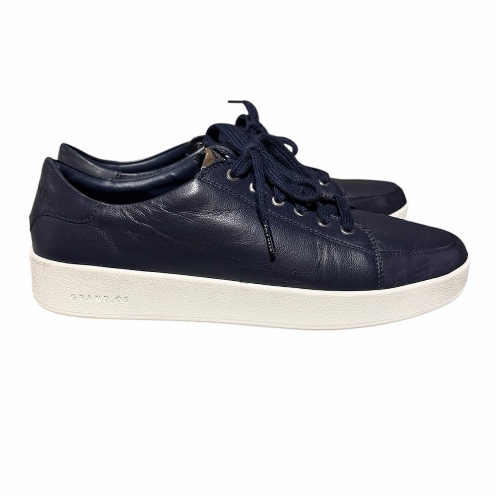 Cole Haan Navy Blue Leather Grand Pro Sneakers